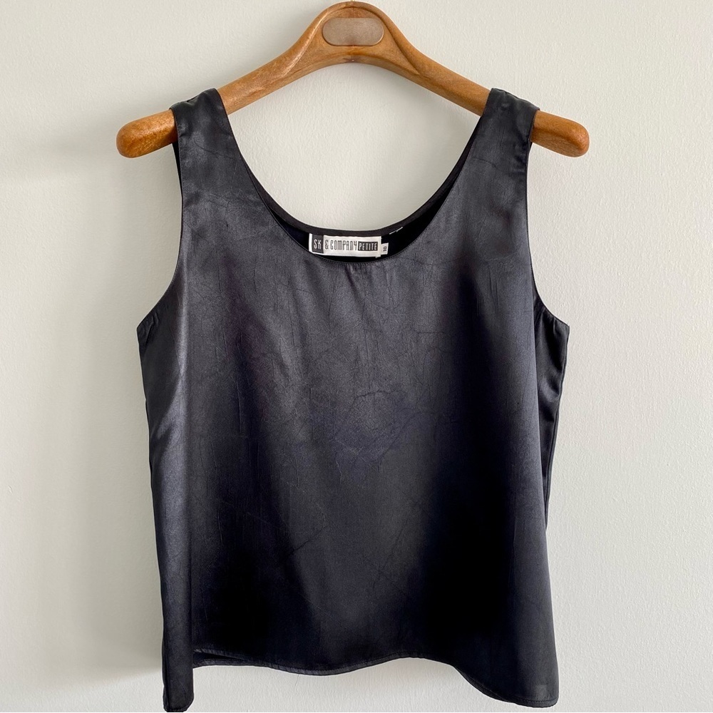 SK & Company Black Satin Sleeveless Tank Size 10